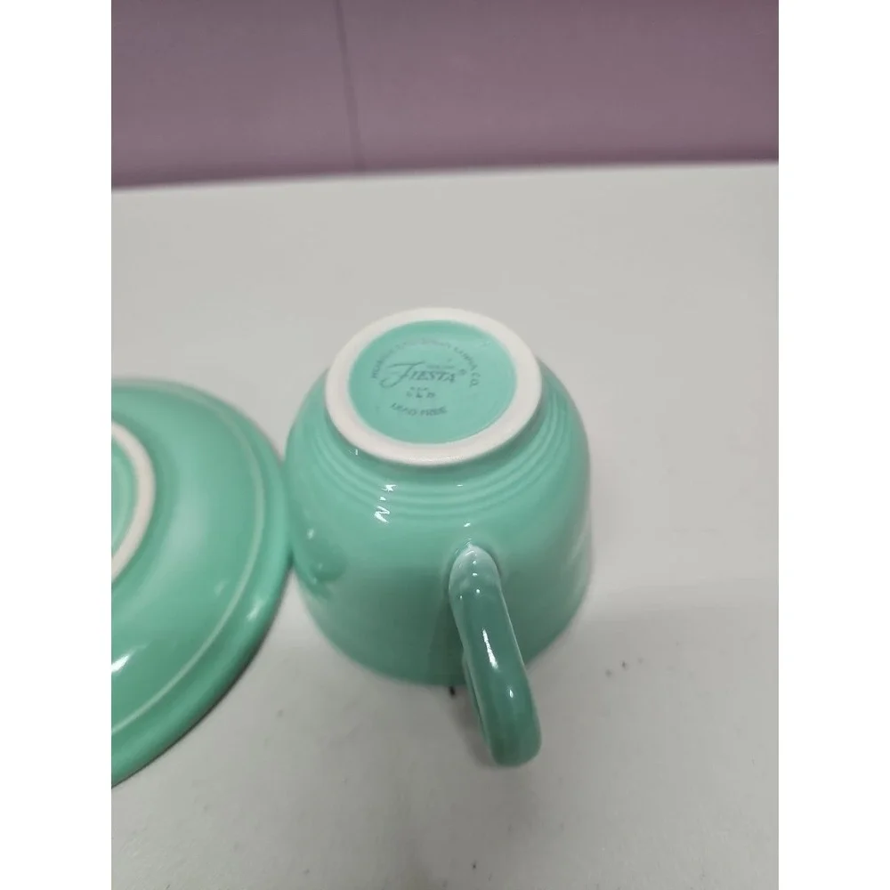 Fiesta Ware SEA MIST Green Tea Cup & Saucer Set Retired Color Homer Laughlin USA